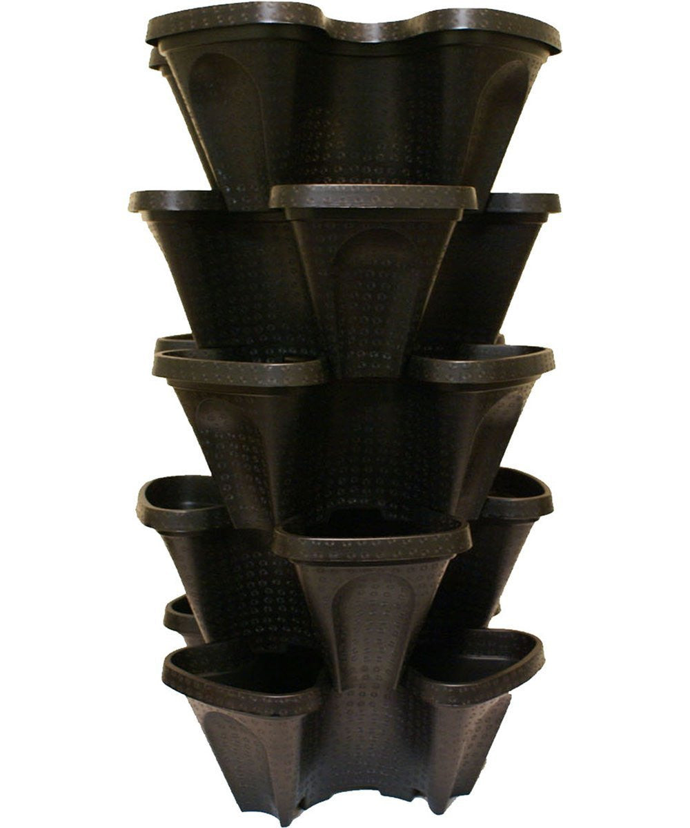 Large 5 Tier Vertical Garden Tower - 5 Black Stackable Indoor / Outdoor Hydroponic and Aquaponic Planters - EarthCitizen
 - 1