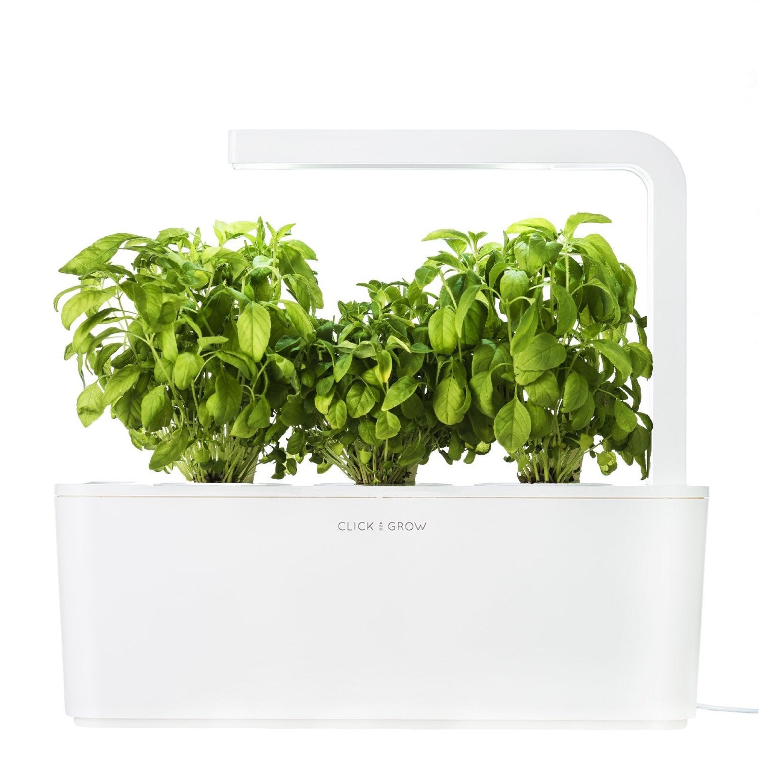 Click & Grow Indoor Smart Herb Garden with 3 Basil Cartridges, White Lid - EarthCitizen
 - 1